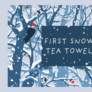 Woodpecker First snow Tea Towel