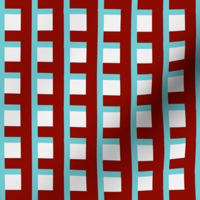 Red Aqua White stripe and Check Entwined