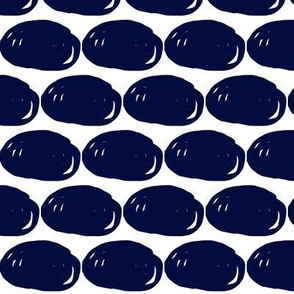 jellybean polka oval dots in white and navy