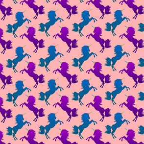 Purple and Blue Unicorn Silhouettes Pink Background, SPSD