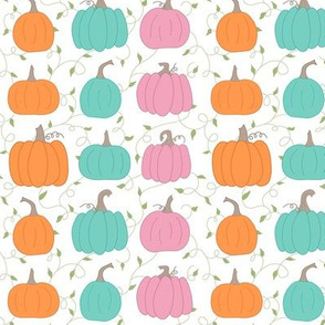 Orange Teal Pink Pumpkin Pattern