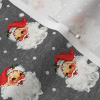 Jolly Retro Santa on Silver Linen - extra small scale