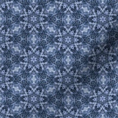 (small) Dusty Blue Leaves Mandala Kaleidoscope Pattern / texture / filler / small scale