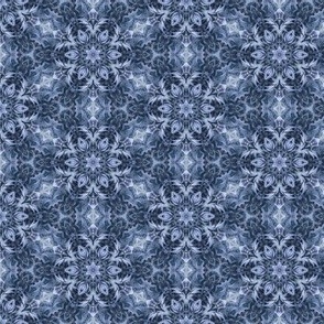 (small) Dusty Blue Leaves Mandala Kaleidoscope Pattern / texture / filler / small scale
