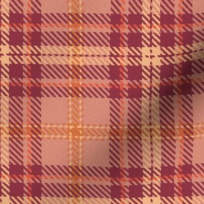 Bordered X Plaid in Peach and Burgundy