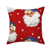 Patriotic Santa on Red Linen - large scale
