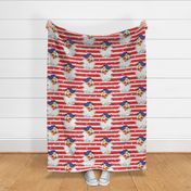 Patriotic Santa on Red Striped Linen - large scale