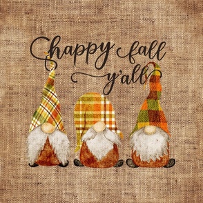 Happy Fall Yall Plaid Gnomes 18 inch square