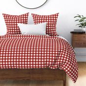 pony up: gingham in barn red 1 inch