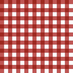 pony up: gingham in barn red 1 inch