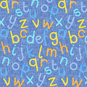 Alphabet colorway2 on blue denim by Su_G_©SuSchaefer2020