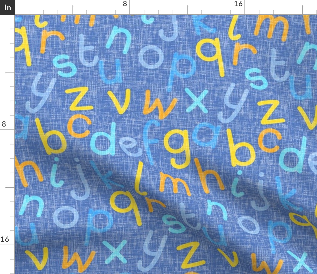 Alphabet colorway2 on blue denim by Su_G_©SuSchaefer2020