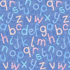 Alphabet colorway 3 on blue denim by Su_G_©SuSchaefer