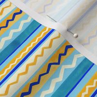 Gouache Stripe & Ricrac Pattern - Cream - Small Version