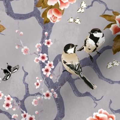 Chinoiserie birds in lilac