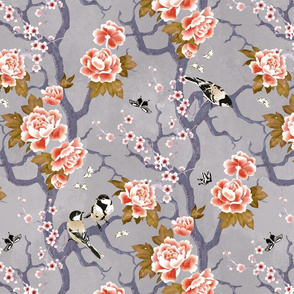 Chinoiserie birds in lilac