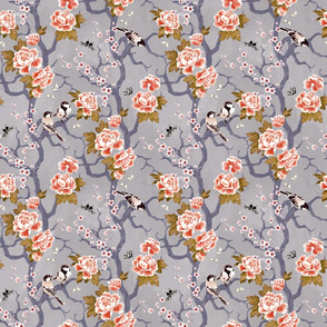 Chinoiserie birds in lilac small