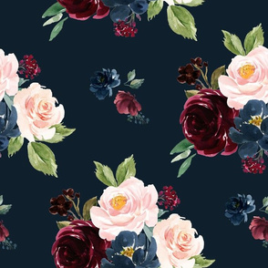 14" Wild at Heart Florals with Navy Option 4 hex _101f2b