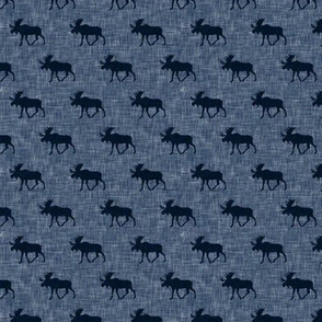 (small scale) moose on blue linen - LAD20