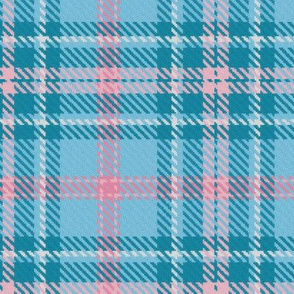 Bordered X Plaid in Sky Blue Pink and Teal Plaid