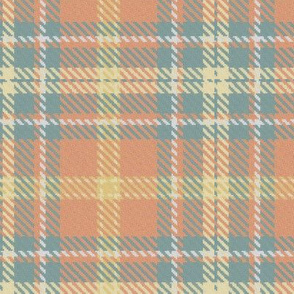 Bordered X Plaid in Sage Green Peach and Yellow