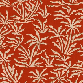 Vintage Tropical Jungle - Rusty Red / Large