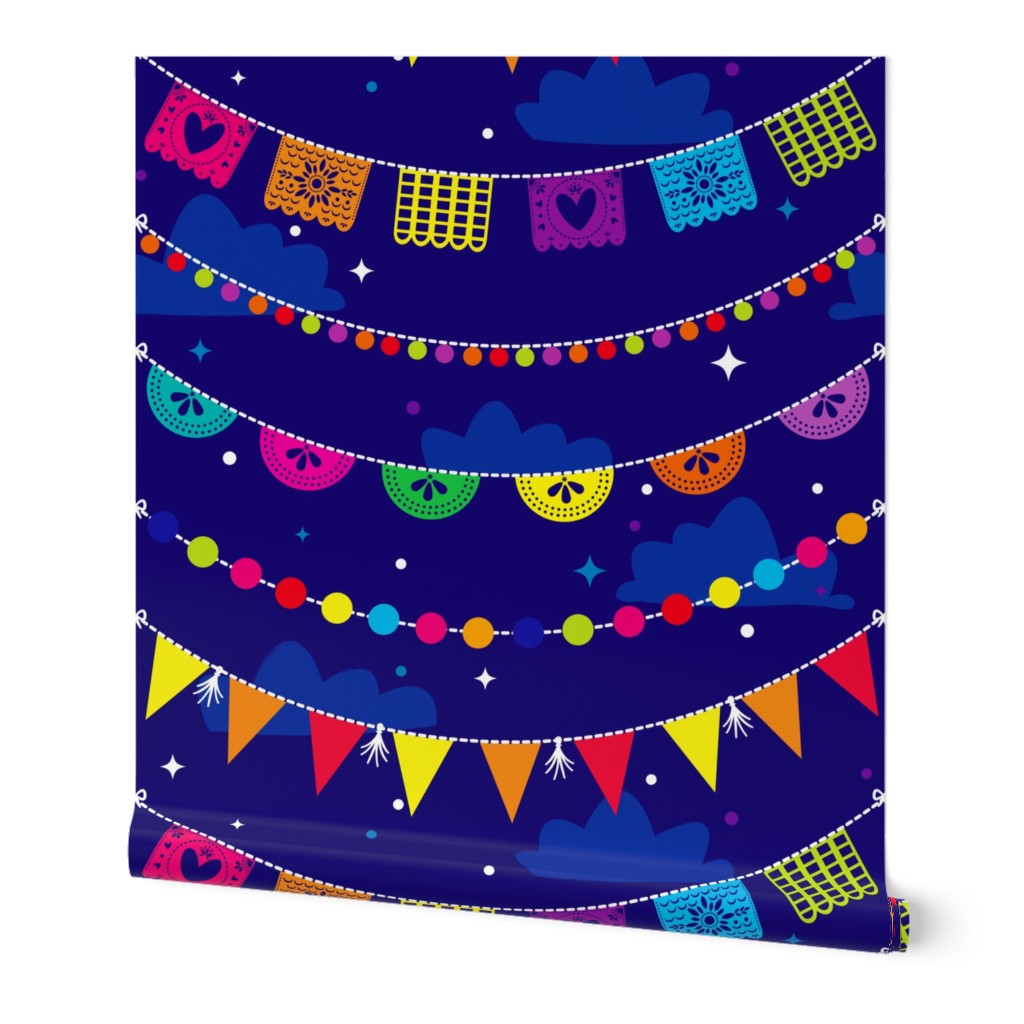 Papel, partido, bandera, celebracion, guirnalda, vistoso, fiesta, mexicano,  Méjico, arco iris Papel tapiz | Spoonflower