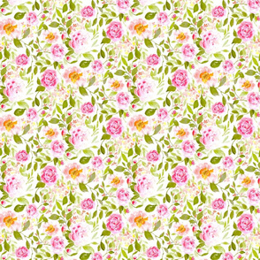 farmhouse floral pink green small scale