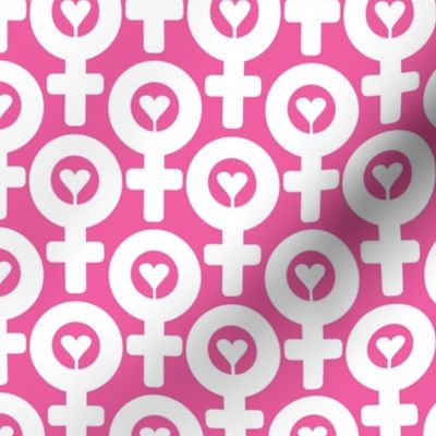 Pink and White Female Gender Symbol, March, Feminine Icon