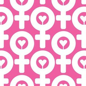Pink and White Female Gender Symbol, March, Feminine Icon