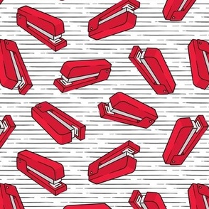 red stapler - stripes - office school supplies - LAD20
