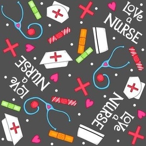 Love a Nurse Dark Gray Med