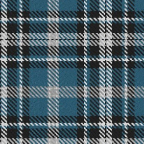 Bordered X Plaid in Capri Blue Black White and Gray