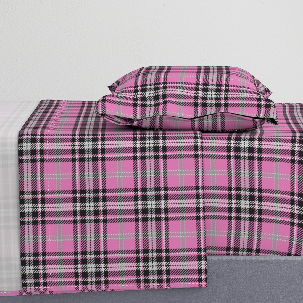 Bordered X Plaid in Hot Pink Black White and Gray