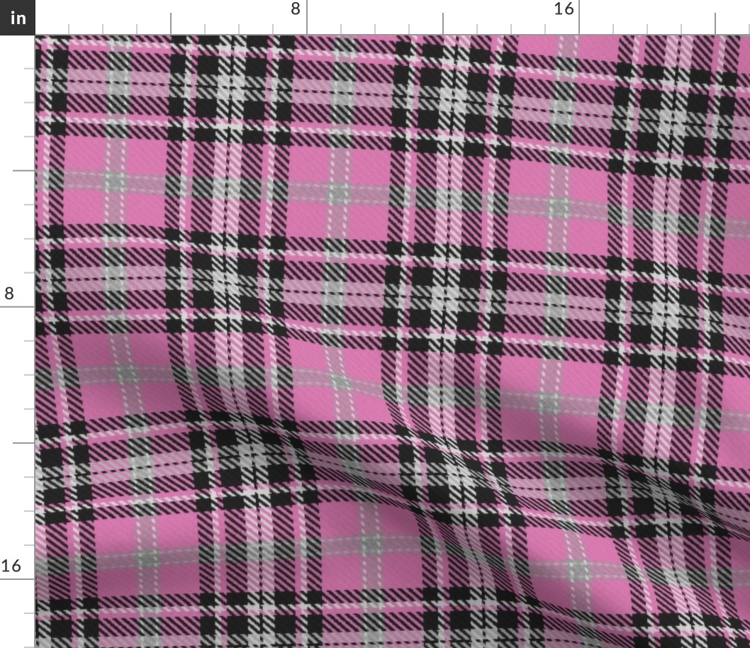 Bordered X Plaid in Hot Pink Black White and Gray