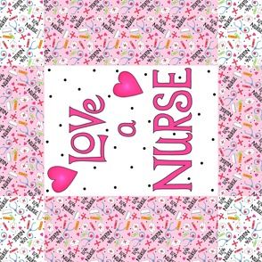 Love a Nurse Wholecloth Quilt Top Pink