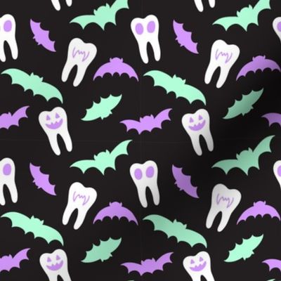 Halloween Dental Teeth & Bats -Black & Purple