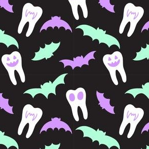 Halloween Dental Teeth & Bats -Black & Purple