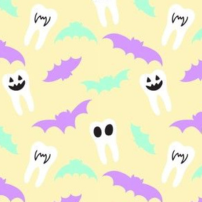 Halloween Dental  Teeth & Bats - Yellow