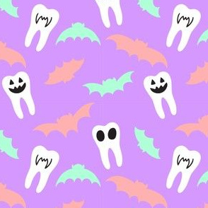 Halloween Dental Teeth & Bats - Purple