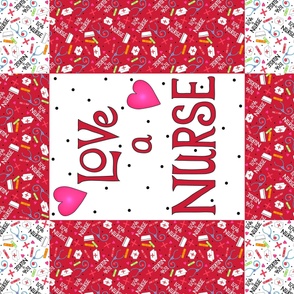 Love a Nurse Wholecloth Quilt Top Red