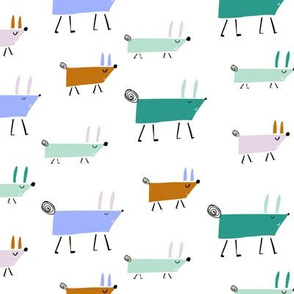 Marching dogs brown/green/lilac