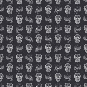 White Skulls on Black - Halloween Pattern