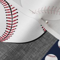 little slugger baseball patchwork - grey blue and pinstripes V2 (90) C20BS