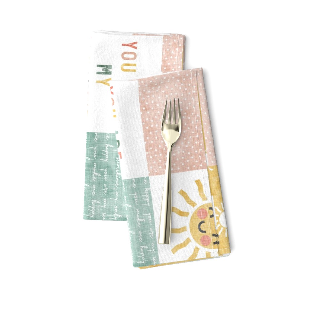 You are my sunshine wholecloth - multi - suns patchwork - face -  pink, teal, gold (90) V2 - LAD20BS