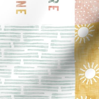 You are my sunshine wholecloth - multi - suns patchwork - face -  pink, teal, gold (90) V2 - LAD20BS