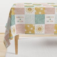 You are my sunshine wholecloth - multi - suns patchwork - face -  pink, teal, gold (90) V2 - LAD20BS