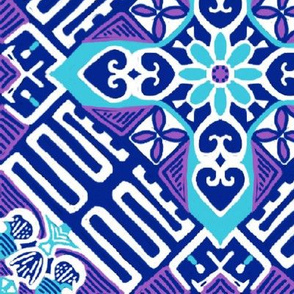 African Adinkra Patience, blue, large