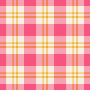 Pink and Mustard Plaid in Large Scale