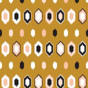 ikat diamonds and dots_gold and black 